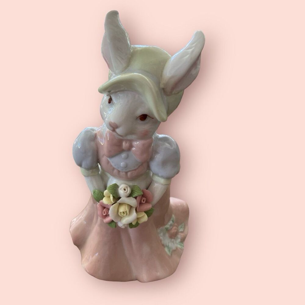 Dandee Figurines Easter Bunny Dressed in Her Finest! Ceramic